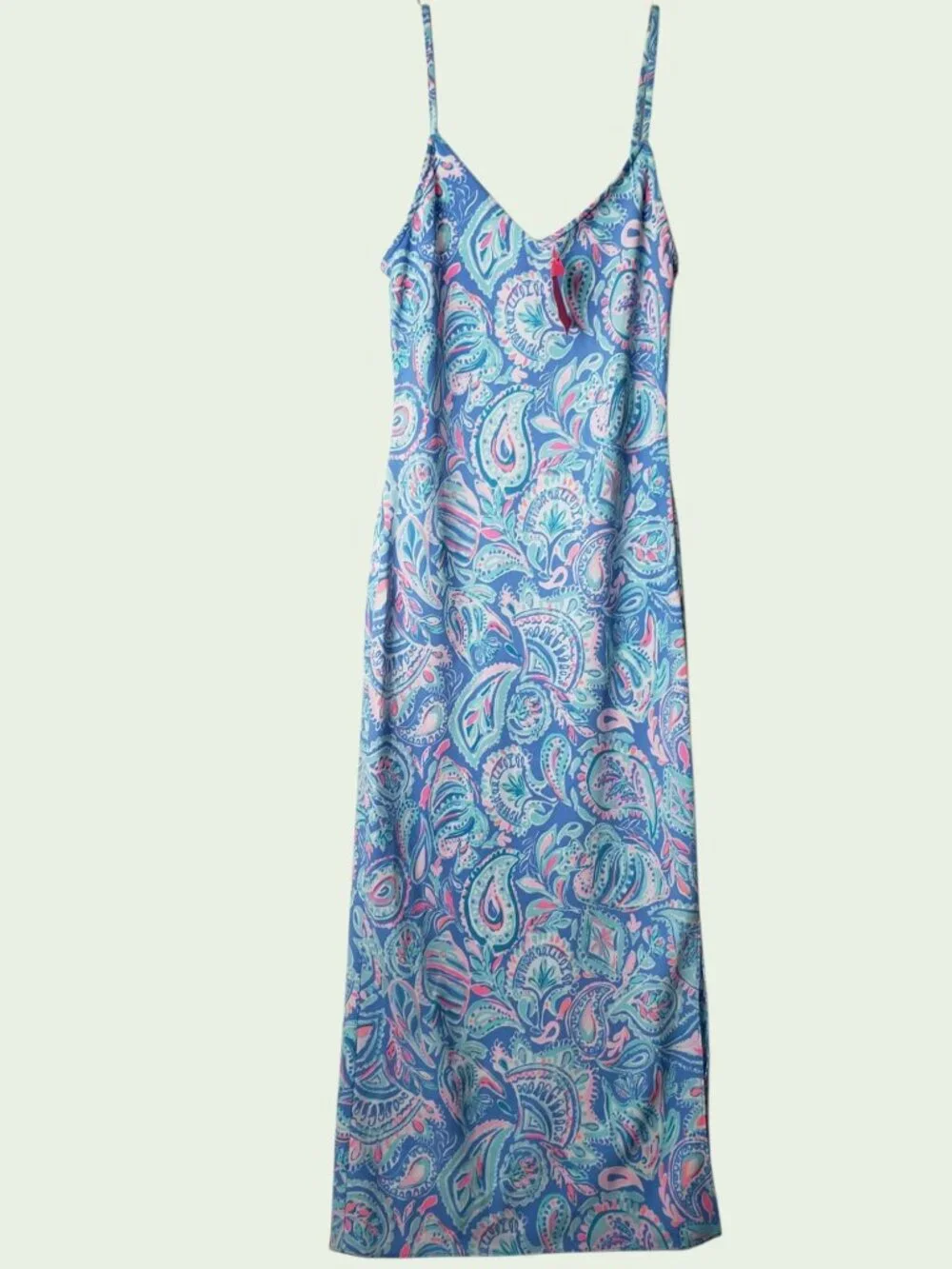 Lilly Pulitzer Maretta Bias Midi Dress  Adjustable Straps Blue/Pink XXsmall